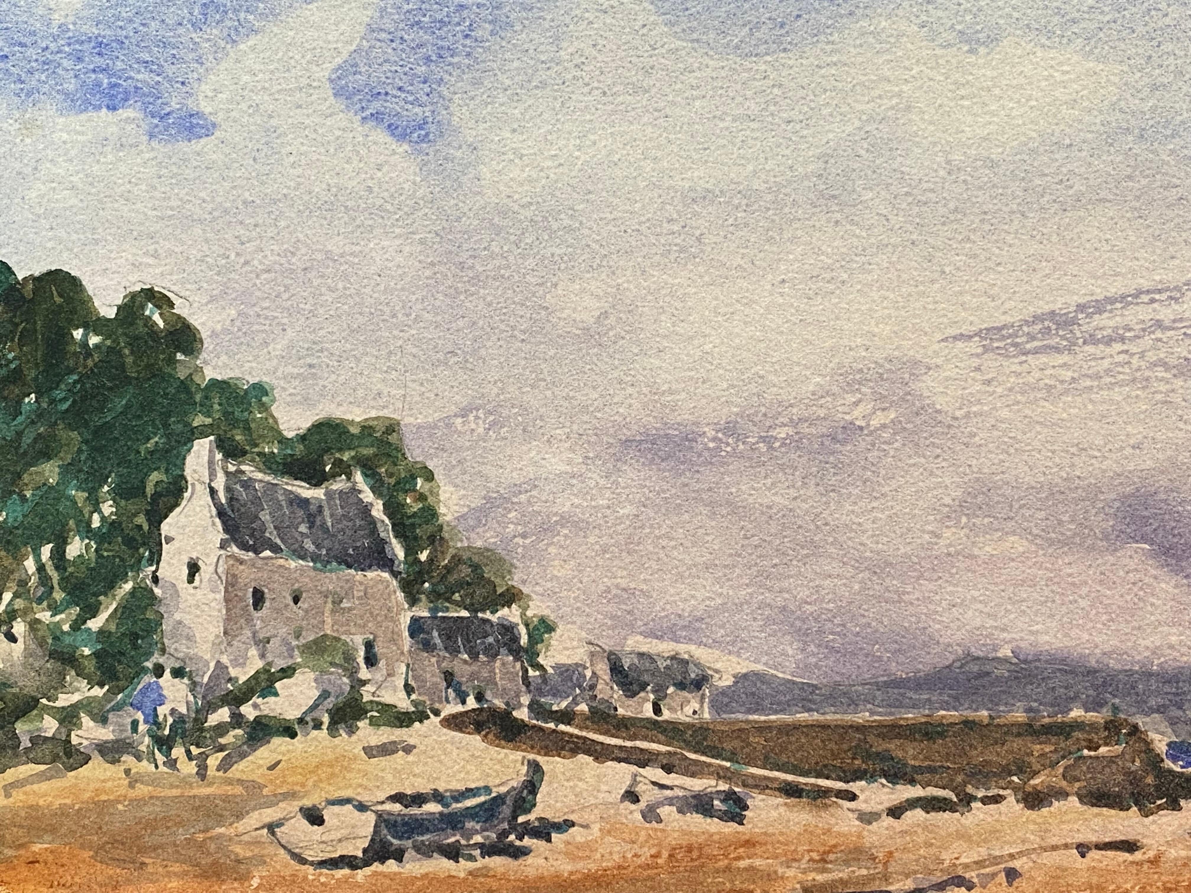 Figurative Painting Maurice Mazeilie - MAURICE MAZEILIE- IMPRESSIONNIST FRANÇAIS WATERCOLOUR - Paysage de plage