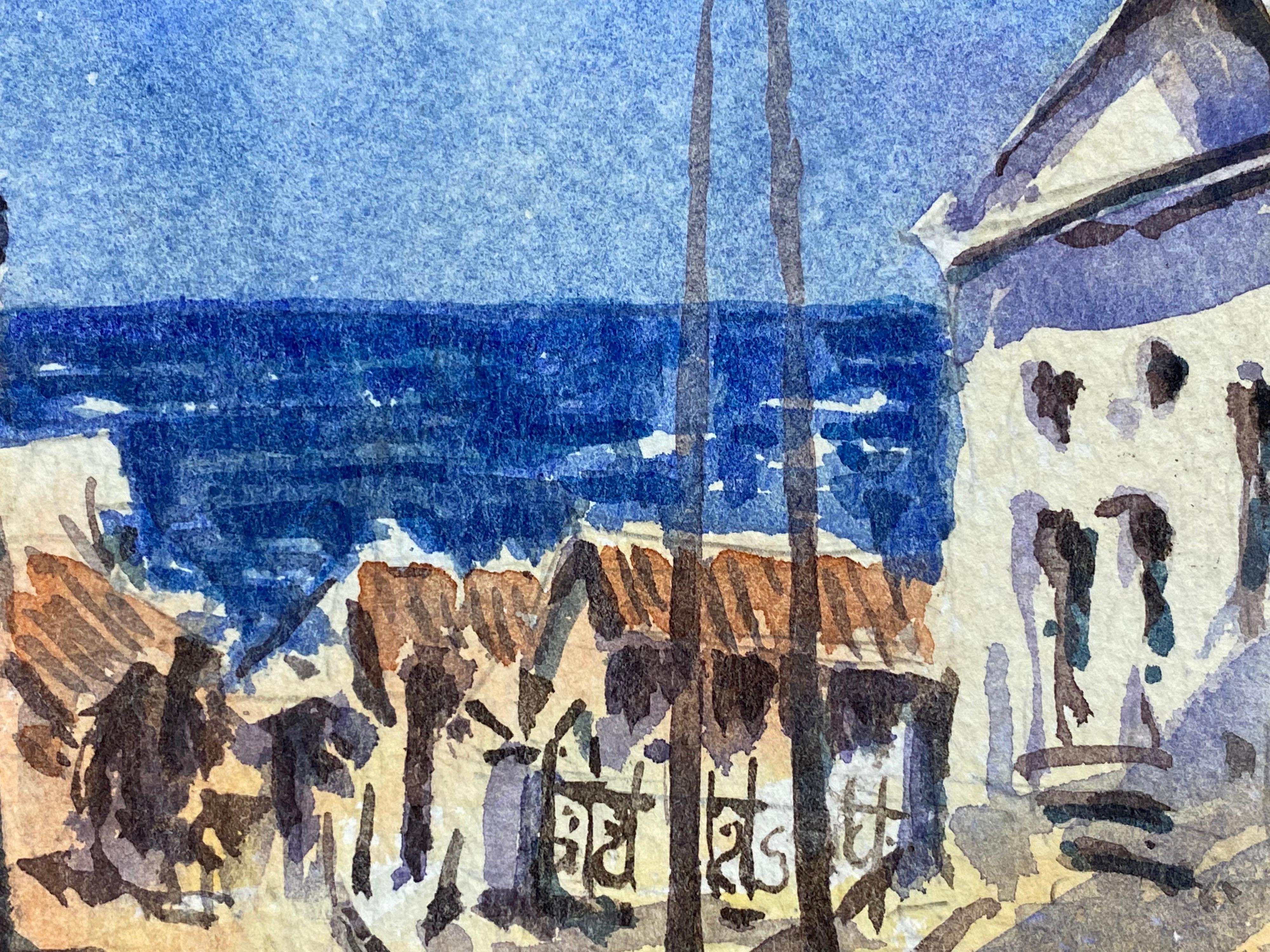 MAURICE MAZEILIE - ACUARELA IMPRESIONISTA FRANCESA - PAISAJE AZUL FRANCIA - Painting de Maurice Mazeilie