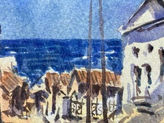 MAURICE MAZEILIE - FRENCH IMPRESSIONIST WATERCOLOUR - BLUE FRENCH LANDSCAPE