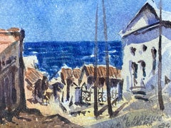MAURICE MAZEILIE - französischer impressionistischer WATERCOLOUR – BLAUE französischer LANDSCAPE