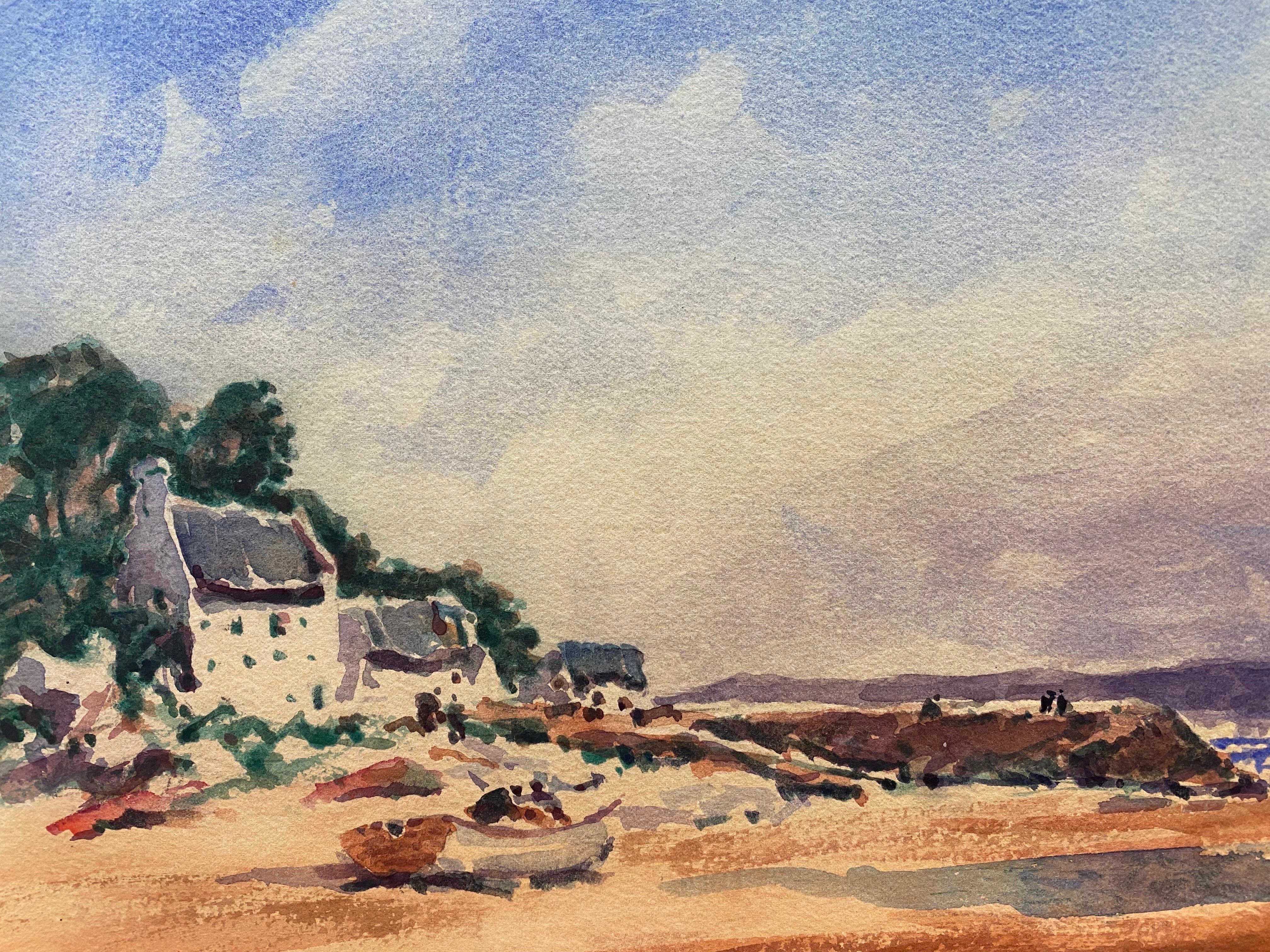 Landscape Painting Maurice Mazeilie - MAURICE MAZEILIE- IMPRESSIONNIST FRANÇAIS WATERCOLOUR - By The Shore