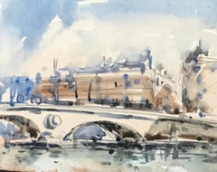 MAURICE MAZEILIE-FRENCH IMPRESSIONIST Watercolour - Small Paris Scene