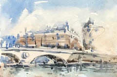 MAURICE MAZEILIE-FRENCH IMPRESSIONIST Watercolour - Small Paris Scene