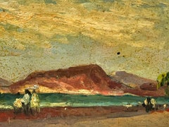 Maurice Mazeilie - French Oil Landscape - Figures Down By The Beach