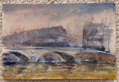 Paris River Seine Bridge & Waterside Buildings Impressionist Painting