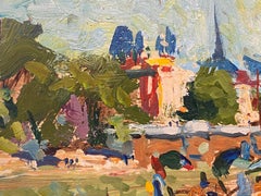 PARIS THE RIVER SEINE - FRENCH IMPRESSIONIST OIL
