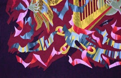 Maurice Melat, Das Mädchen mit der Harfe - Französischer Wandteppich der Moderne PINTON - N° 1499