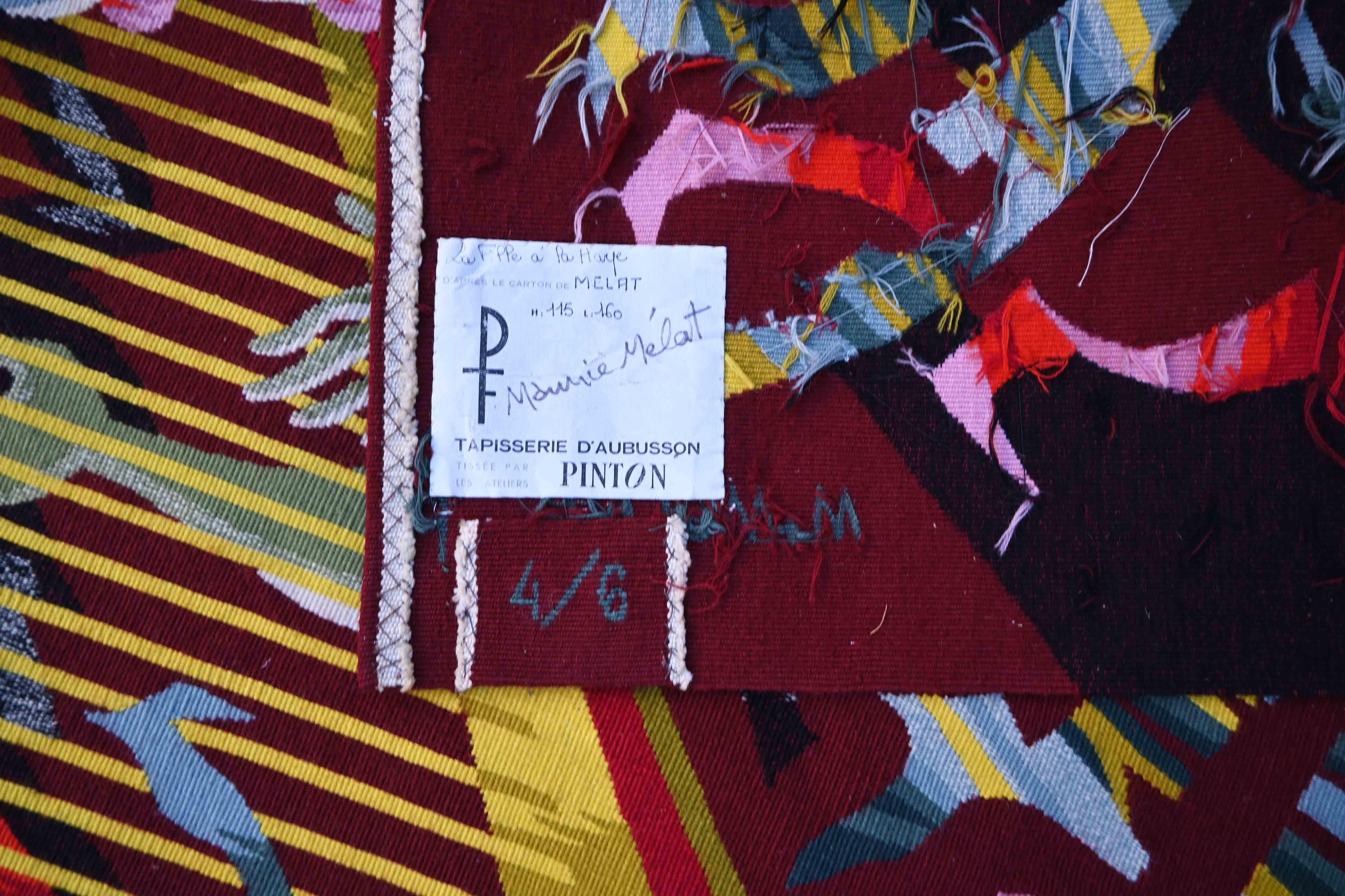 Maurice Melat, La Niña del Arpa - Tapiz Francés Moderno PINTON - N° 1499 en venta 1