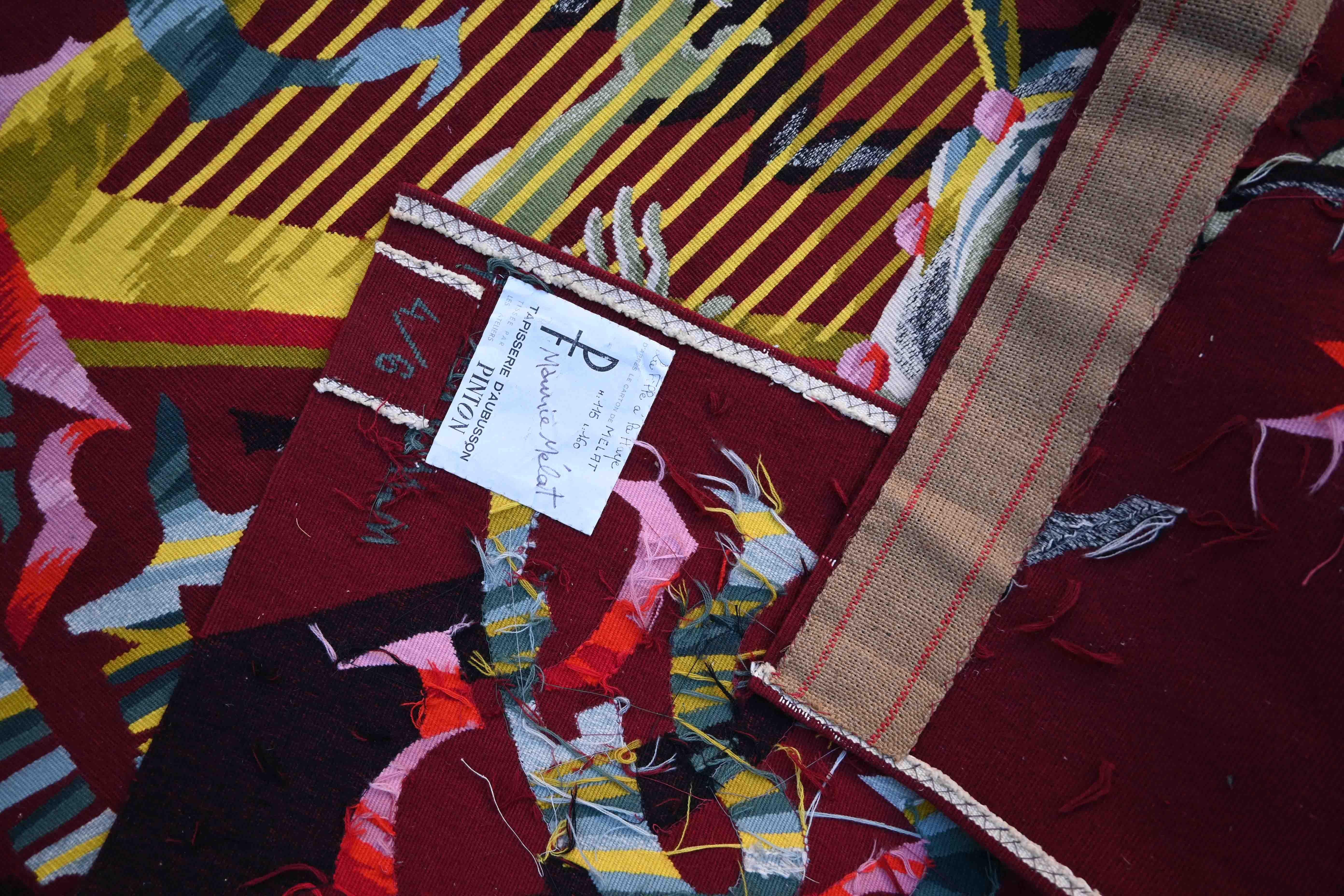 Maurice Melat, La Niña del Arpa - Tapiz Francés Moderno PINTON - N° 1499 en venta 2