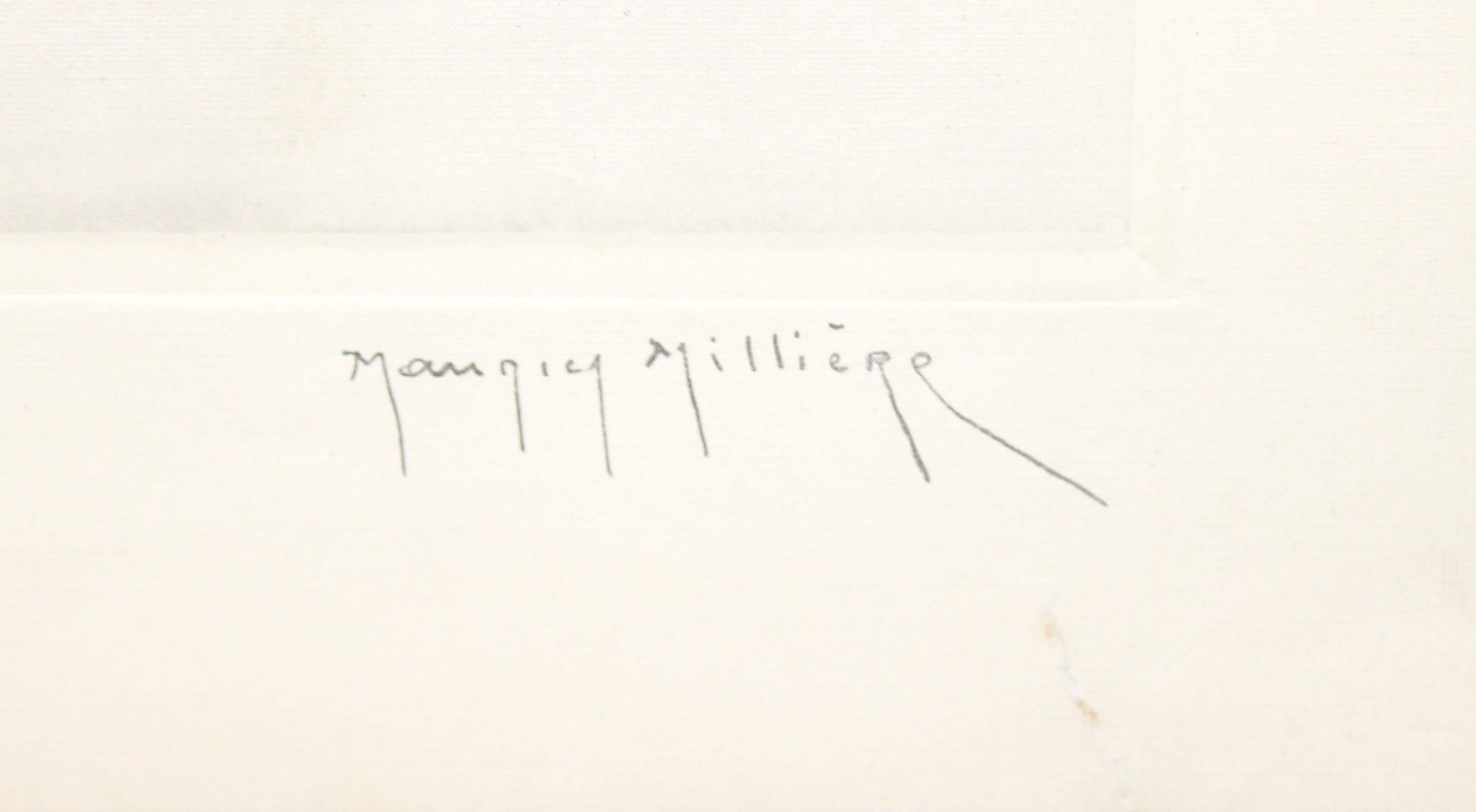 Grabado Firmado a mano – Joven con pamela im Angebot 1