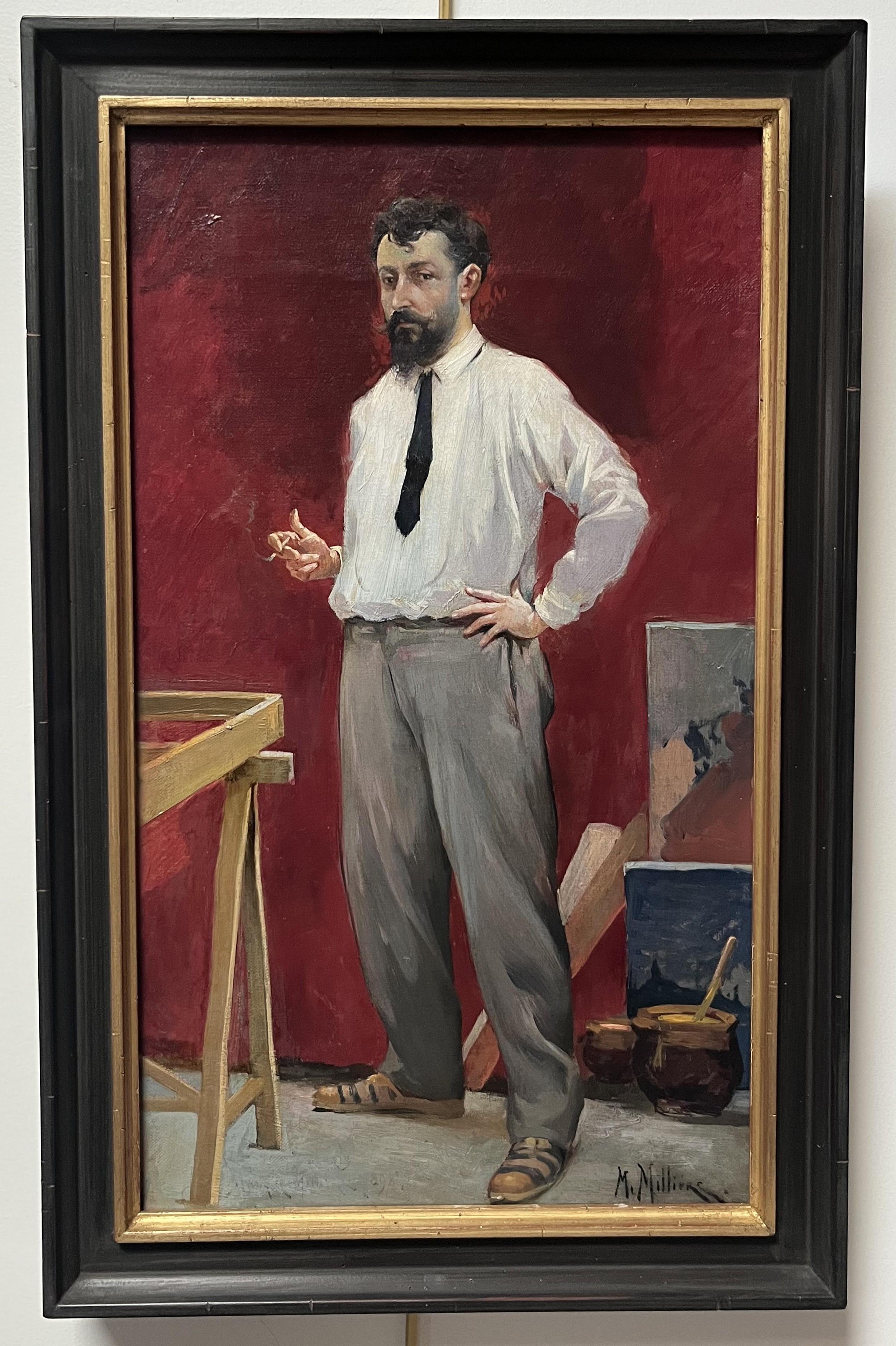 Maurice Milliere (1871-1946) An artist in his studio, oil on canvas signed For Sale 1