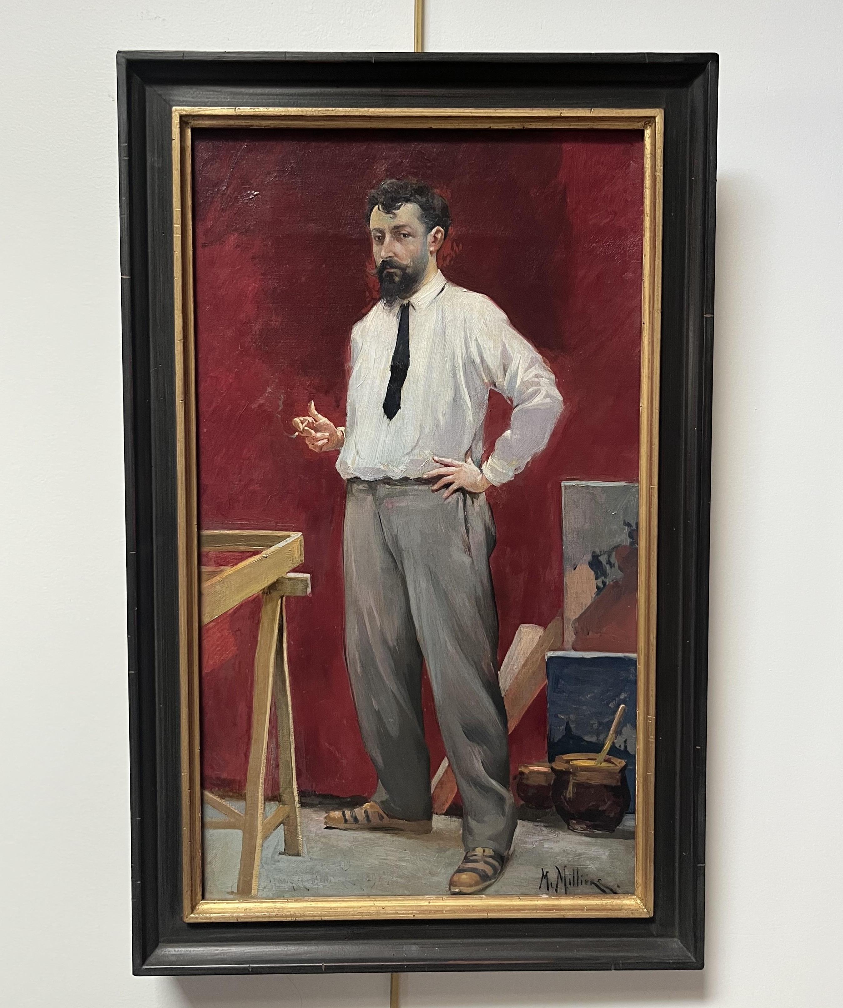 Maurice Milliere (1871-1946) An artist in his studio, oil on canvas signed For Sale 6