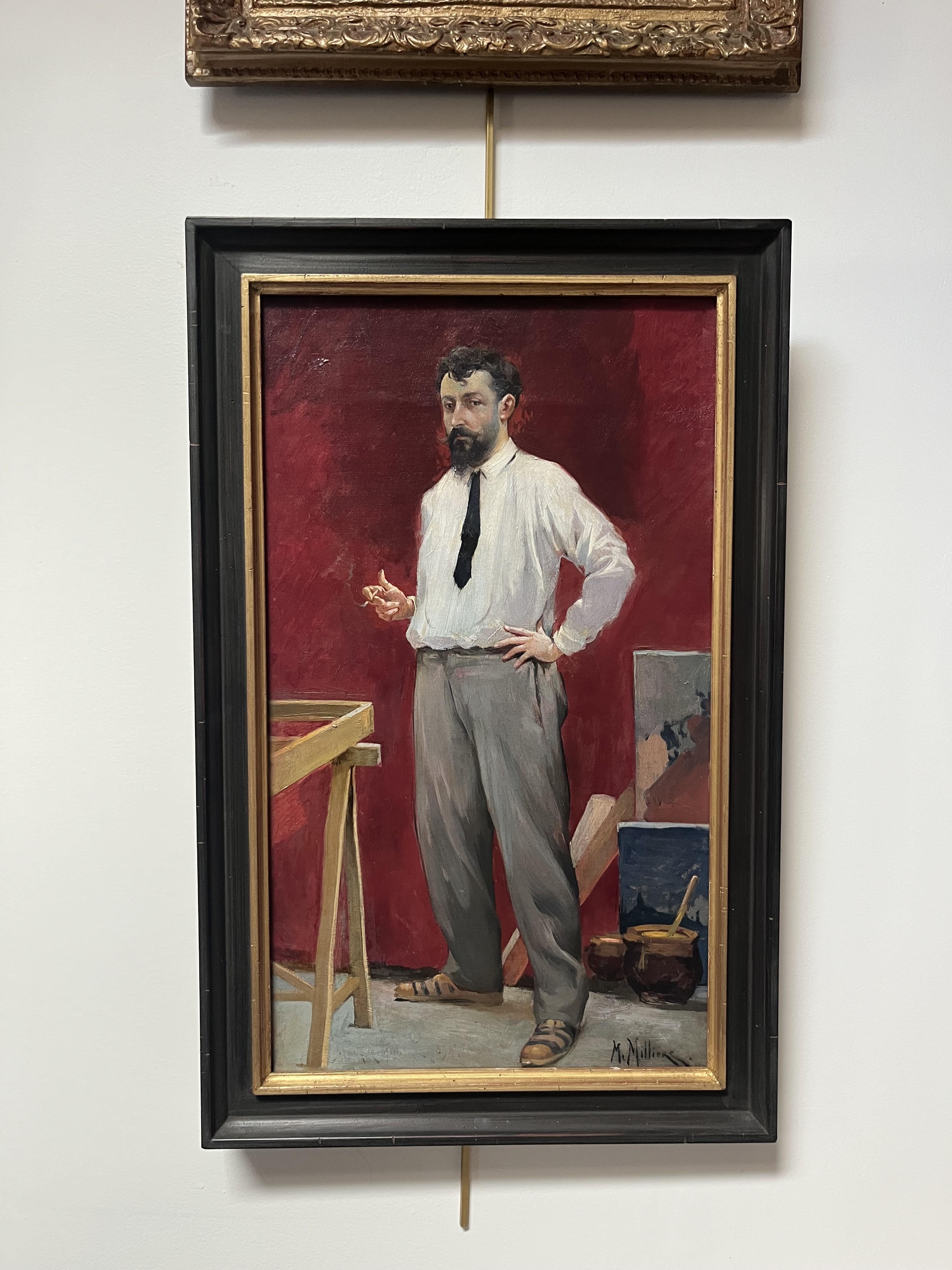 Maurice Milliere (1871-1946) An artist in his studio, oil on canvas signed For Sale 7