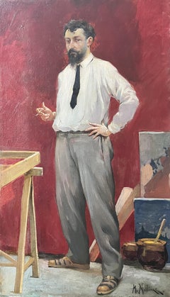 Maurice Milliere (1871-1946) An artist in his studio, oil on canvas signed