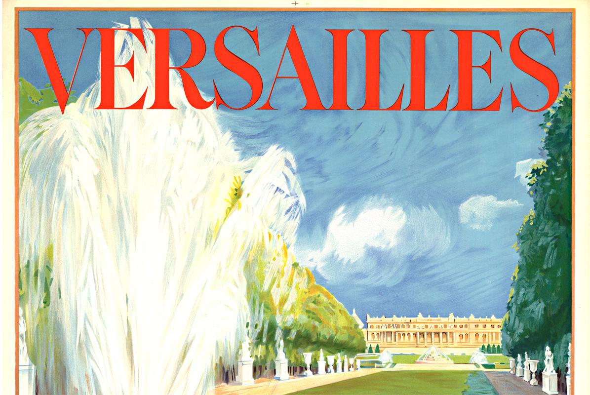 Versailles (France) lithographie originale affiche de voyage SNCF vintage - Print de Maurice Milliere