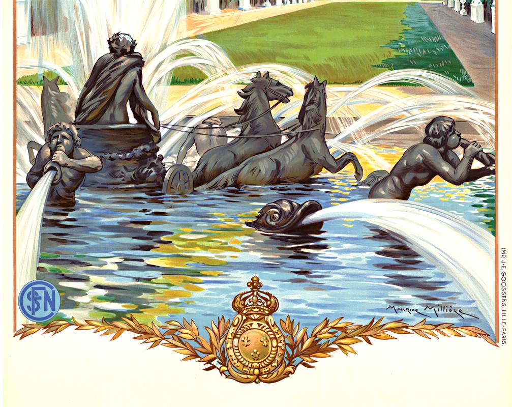 Versailles (Francia) manifesto di viaggio SNCF originale in litografia d'epoca - Print Espressionista di Maurice Milliere