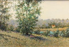 Maurice Monnard Impressionist Country Landscape with Figures