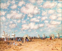 "Bathers By The Seashore" Post-Impressionist Beach Scene Oil Painting on Canvas