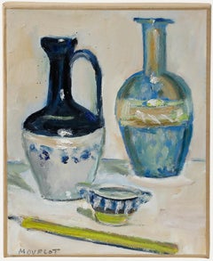 Maurice Mourlot (1906-1983) - 20th Century Oil, Bottle, Jug, and Yellow Pencil