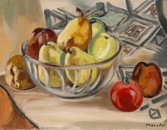 Maurice Mourlot (1906-1983) - 20th Century Oil, Pears in Glass Bowl