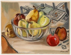 Maurice Mourlot (1906-1983) - 20th Century Oil, Pears in Glass Bowl