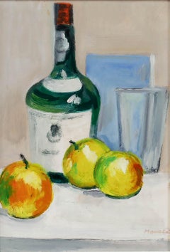 Maurice Mourlot (1906-1983) - Olio del XX secolo incorniciato, Cognac e mele