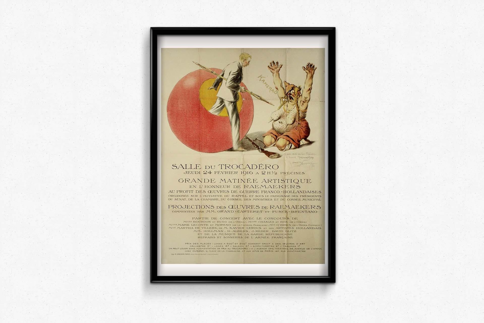 During World War I, artistic and cultural events played a crucial role in supporting humanitarian efforts and boosting morale. Among the notable artifacts from this period is the 1916 poster for the 