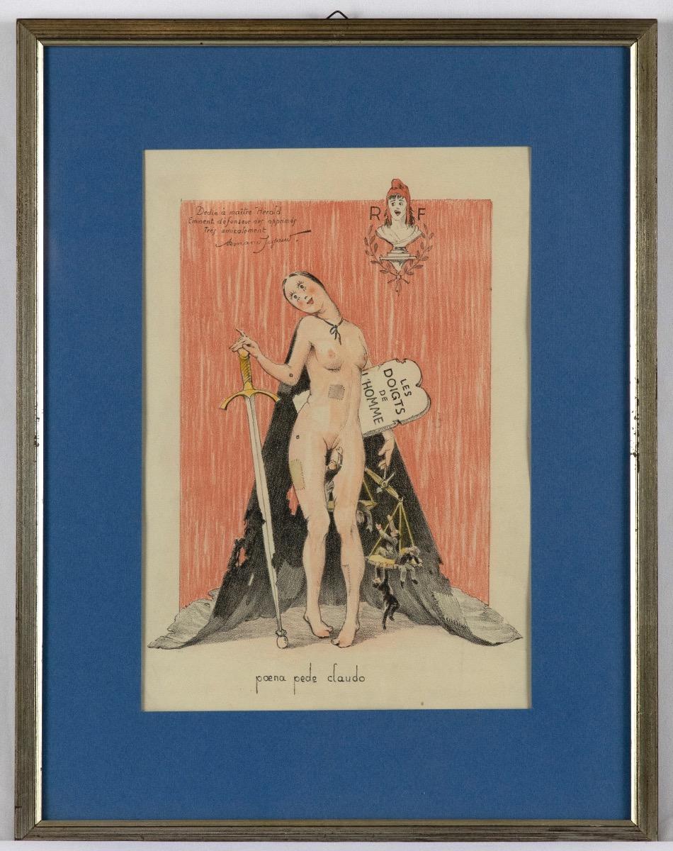 Poena Pede Claudo – Lithographie von Maurice Neumont – frühes 20. Jahrhundert