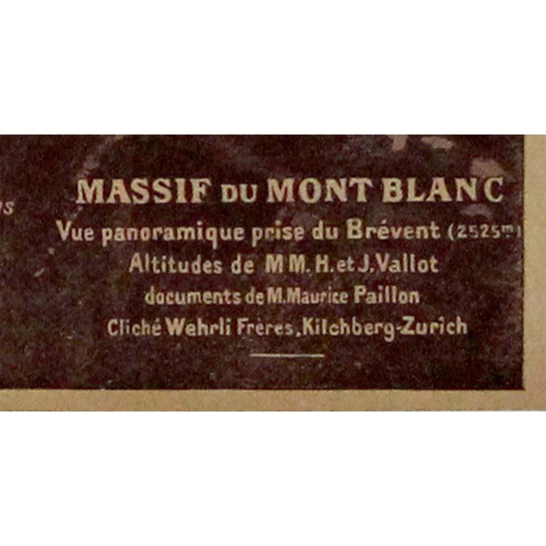 Circa 1910 illustrated document by Paillon - Panoramic view of the Mont Blanc For Sale 1