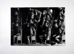 Profils Horizontaux (20 men seated in a church, a hall, union or political?)