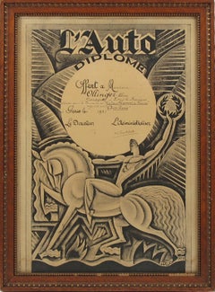 French Automobile Memorabilia Art Deco Magazine Print Designed by Maurice Pico