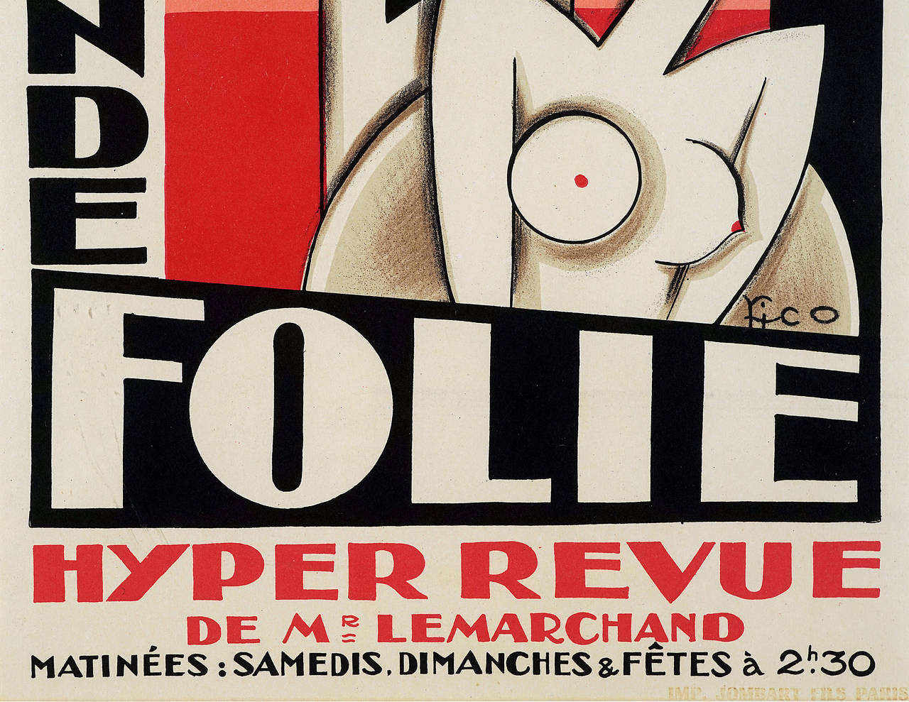 La Grande Folie Folies Bergere Hyper Revue Poster - Print by Maurice (Pico) Picauld