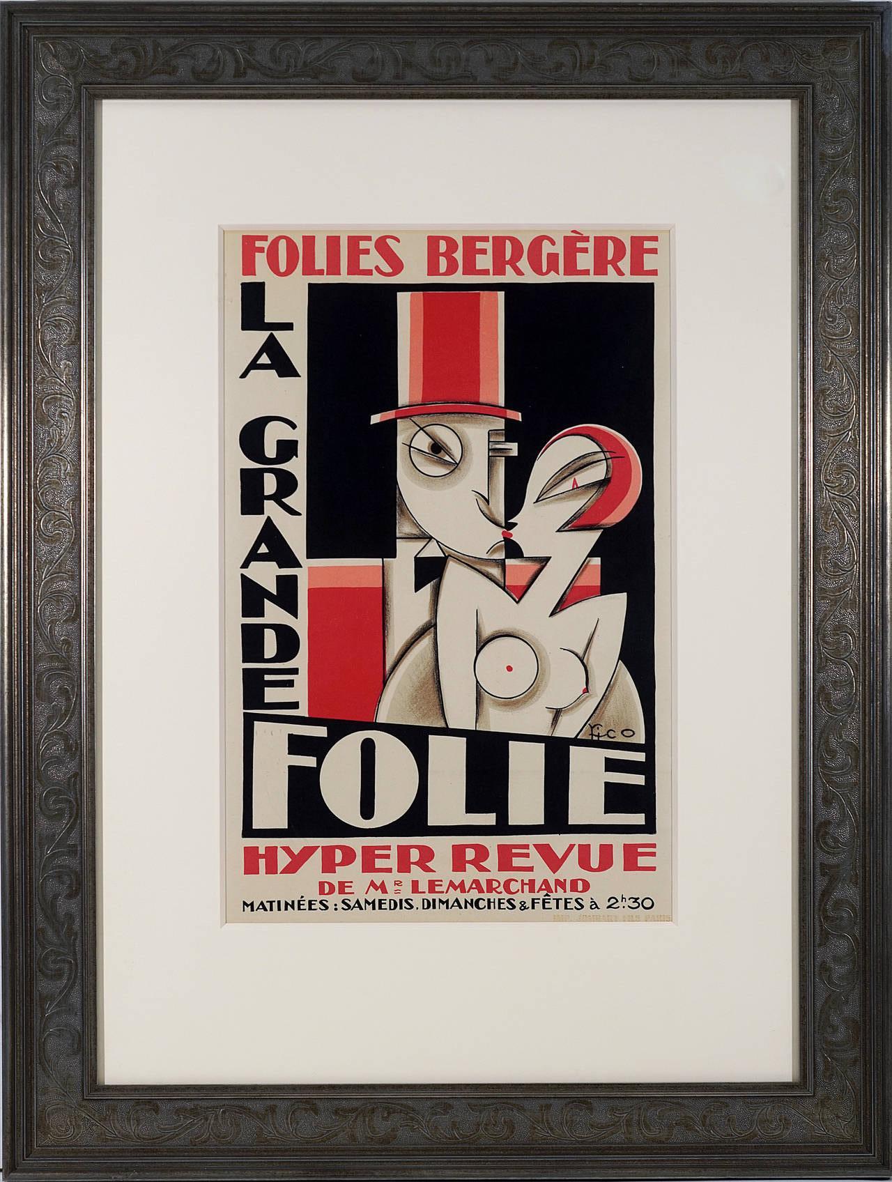 Maurice (Pico) Picauld Figurative Print - La Grande Folie Folies Bergere Hyper Revue Poster