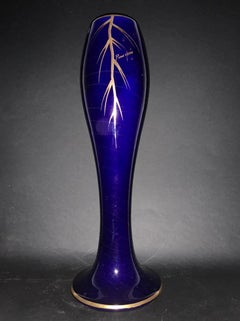 Maurice Pinon Heuze - Pair of Blue and Gold Porcelain Vases Art Deco Circa 1920