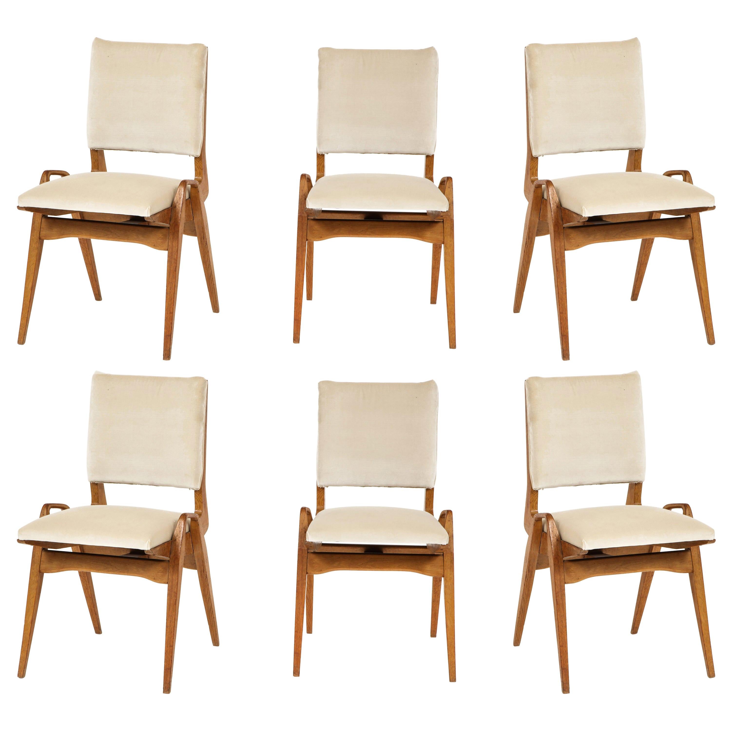 Maurice Pre 6 Dining Chairs, Midcentury, France, 1950s