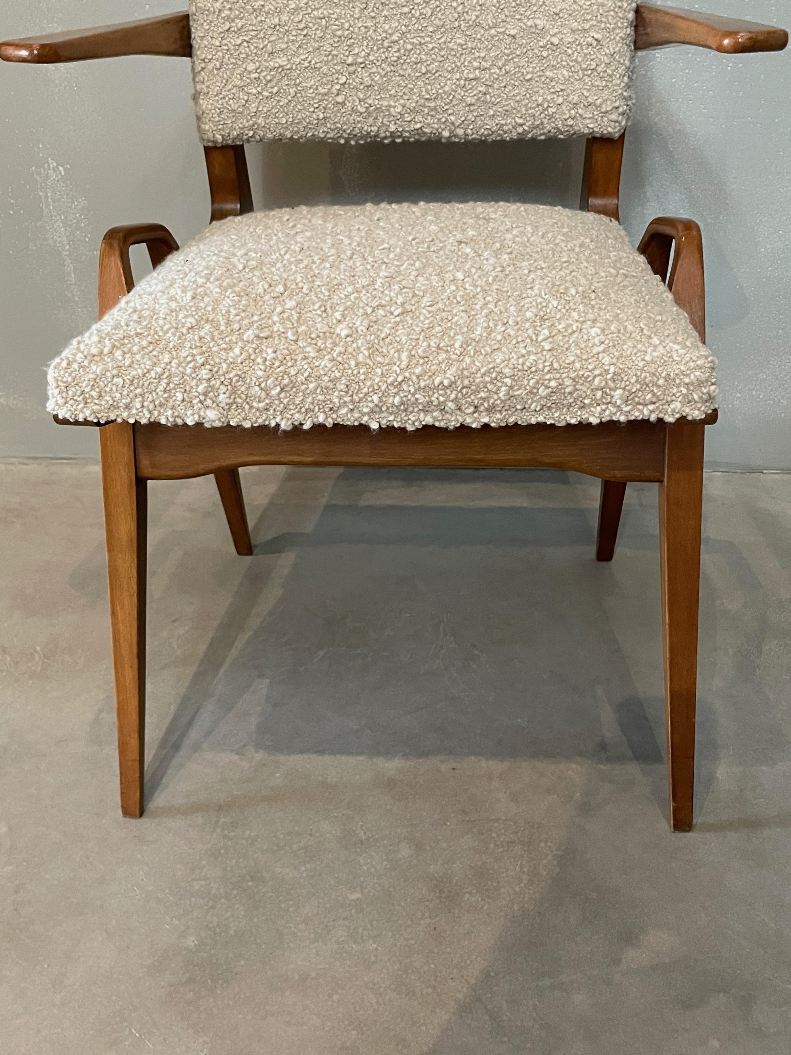 Mid-20th Century Maurice Pre Beechwood And Upholstery Side Chair, France, 1950s For Sale