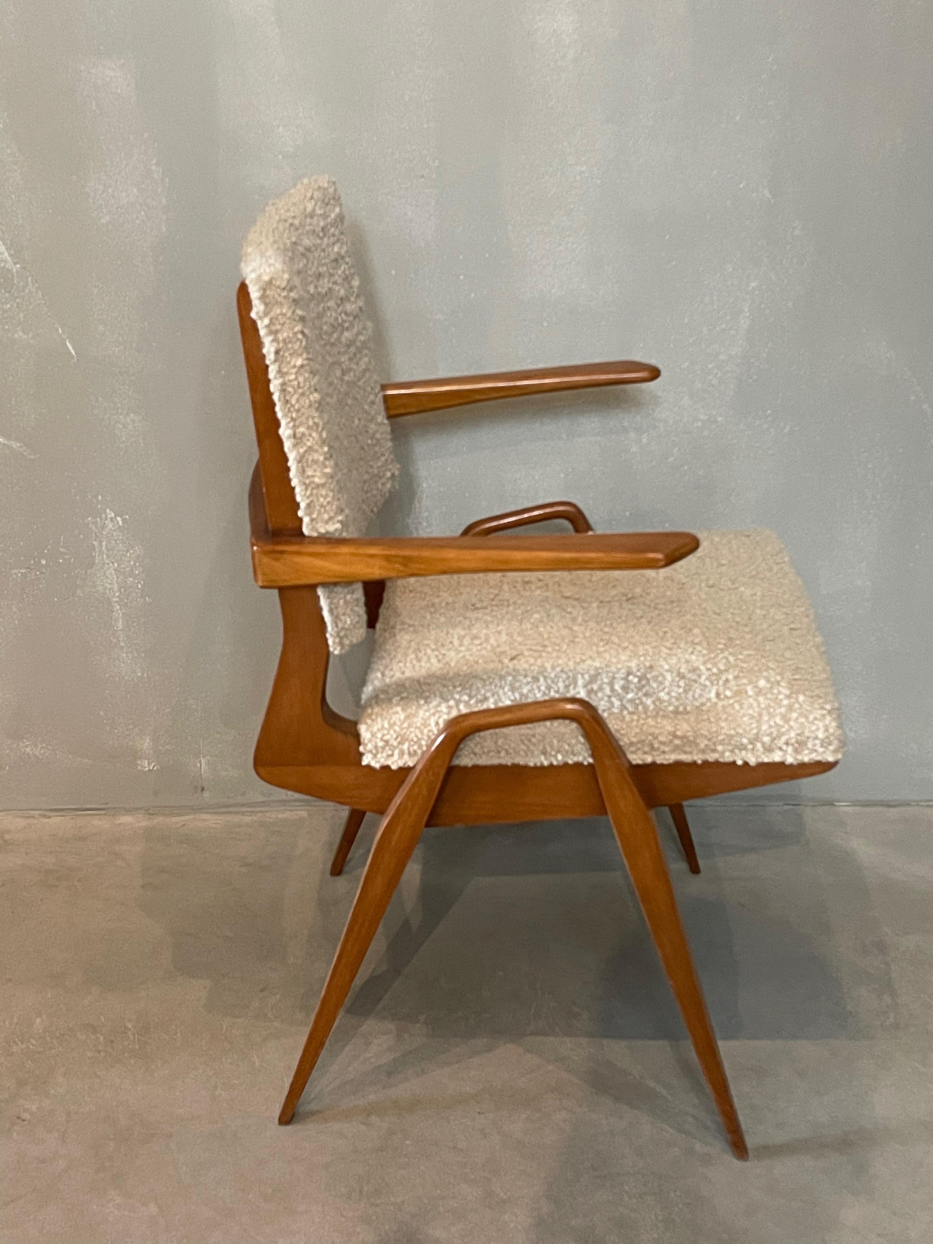 Maurice Pre Beechwood And Upholstery Side Chair, France, 1950s For Sale 1