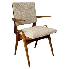 Maurice Pre Beechwood And Upholstery Side Chair, France, 1950s
