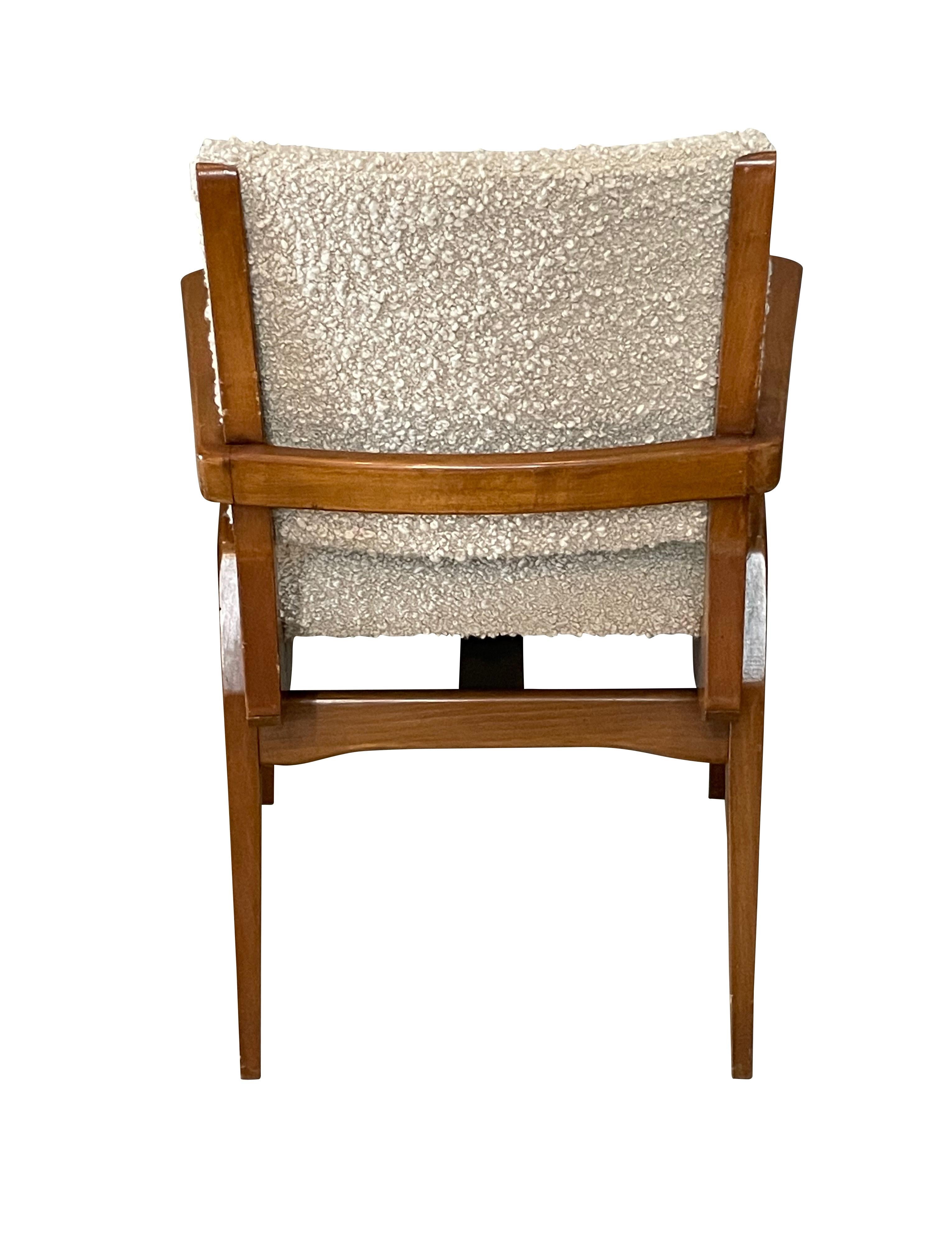 Mid-20th Century Maurice Pre Pair Beechwood And Upholstery Side Chairs, France, 1950s For Sale