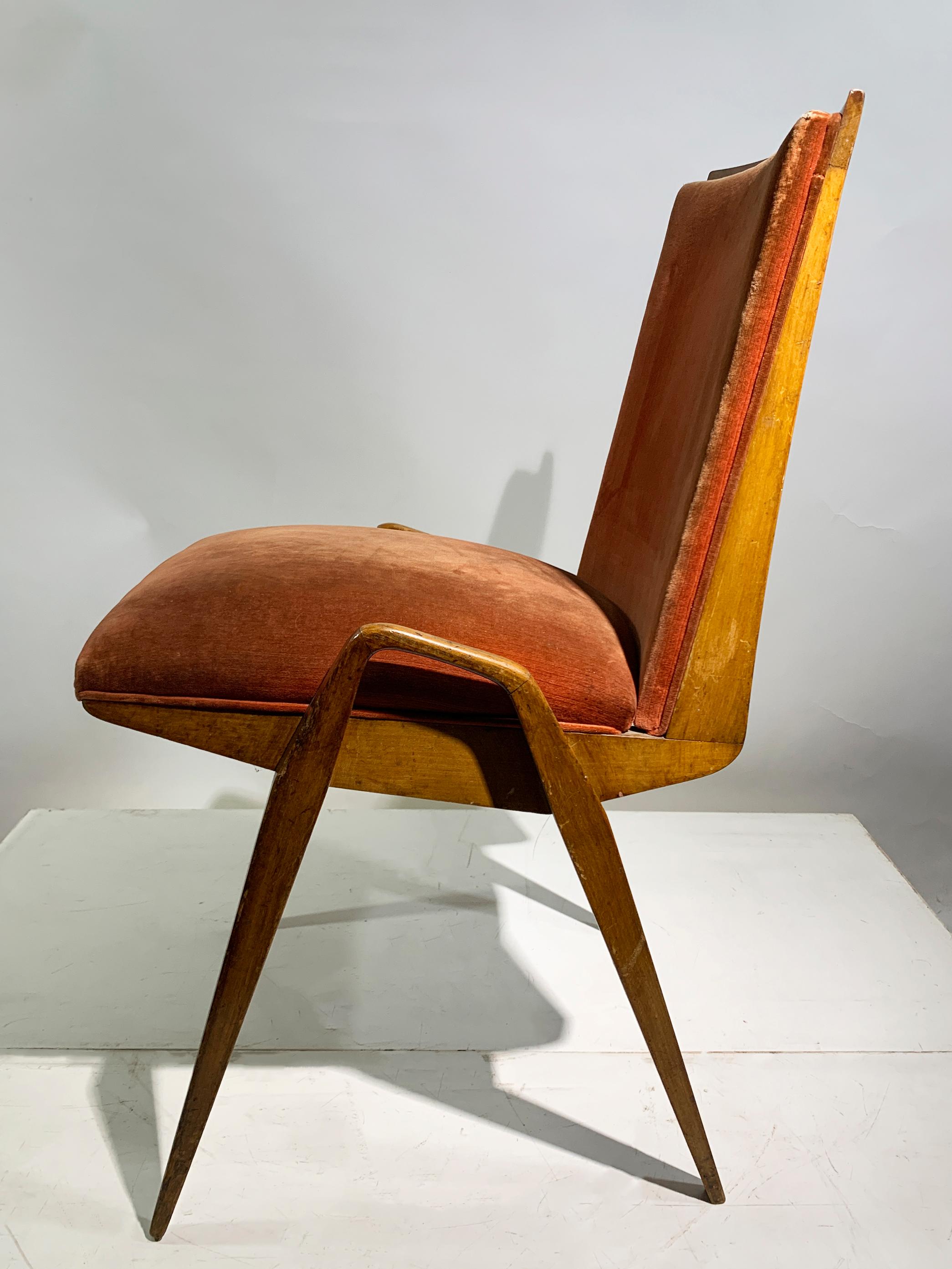 Maurice Pré Set of 4 Mid-Century Modern Dining Chairs - COM, France, 1950s 10
