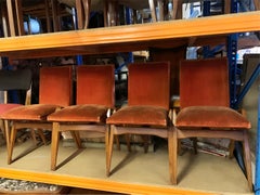 Maurice Pré Satz von 4 modernen Esszimmerstühlen aus der Mitte des Jahrhunderts - COM, Frankreich, 1950er Jahre