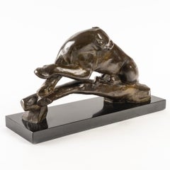 Maurice PROST (1894 - 1967)  Panthère au repos , An Art Deco Bronze Sculpture