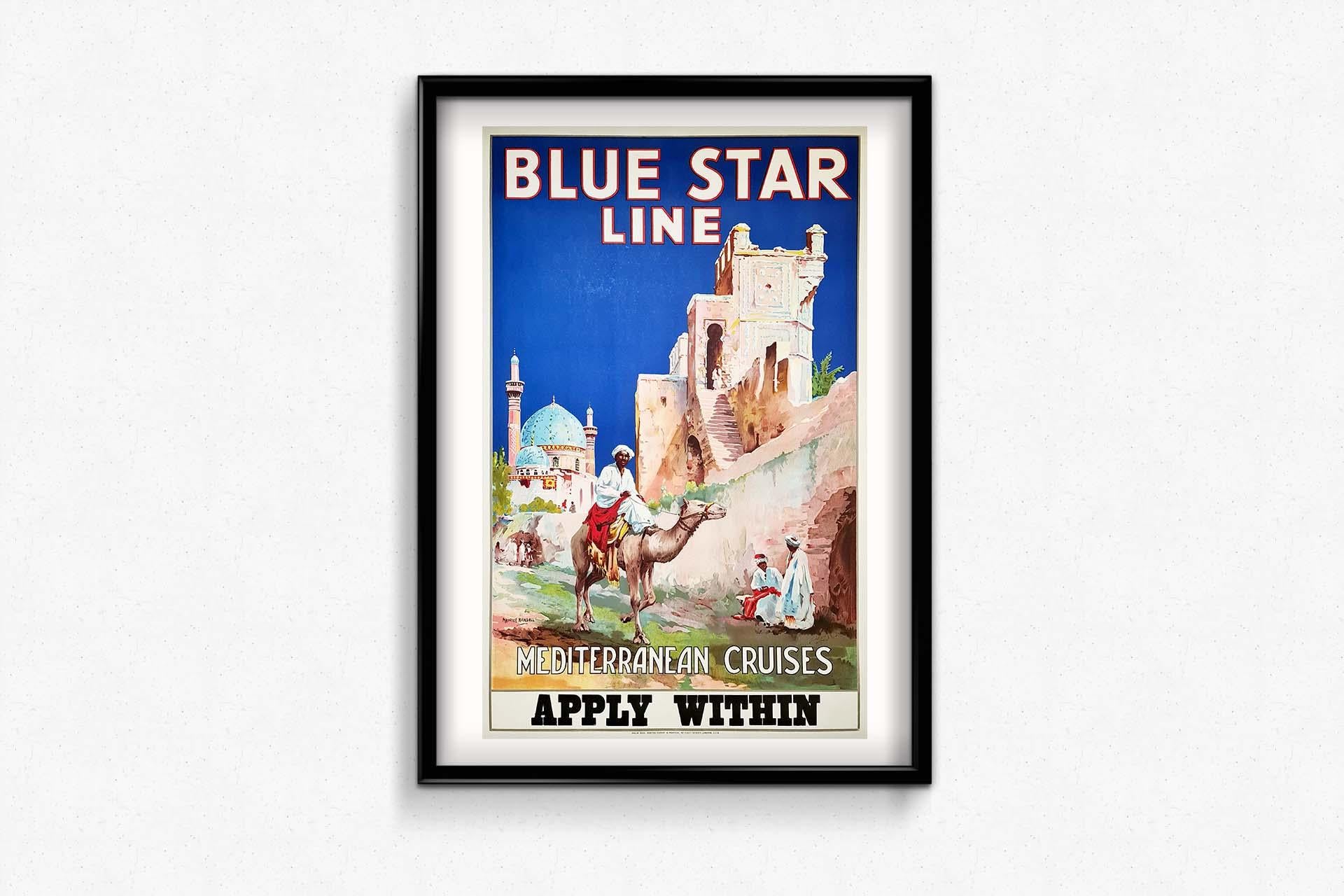 Circa 1930 Original cruise poster by Randall Maurice for the Blue Star Line For Sale 2