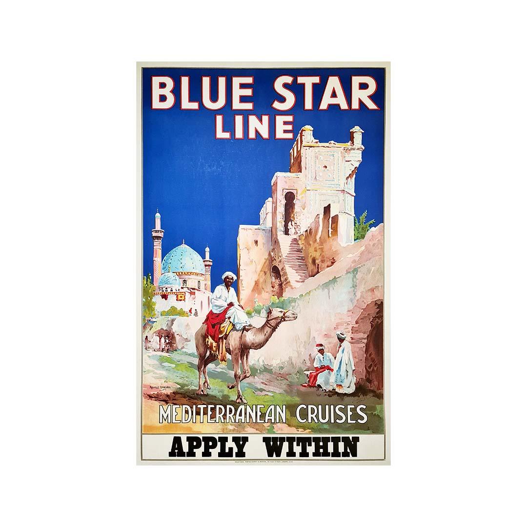 Circa 1930 Original cruise poster by Randall Maurice for the Blue Star Line - Print by Maurice Randall