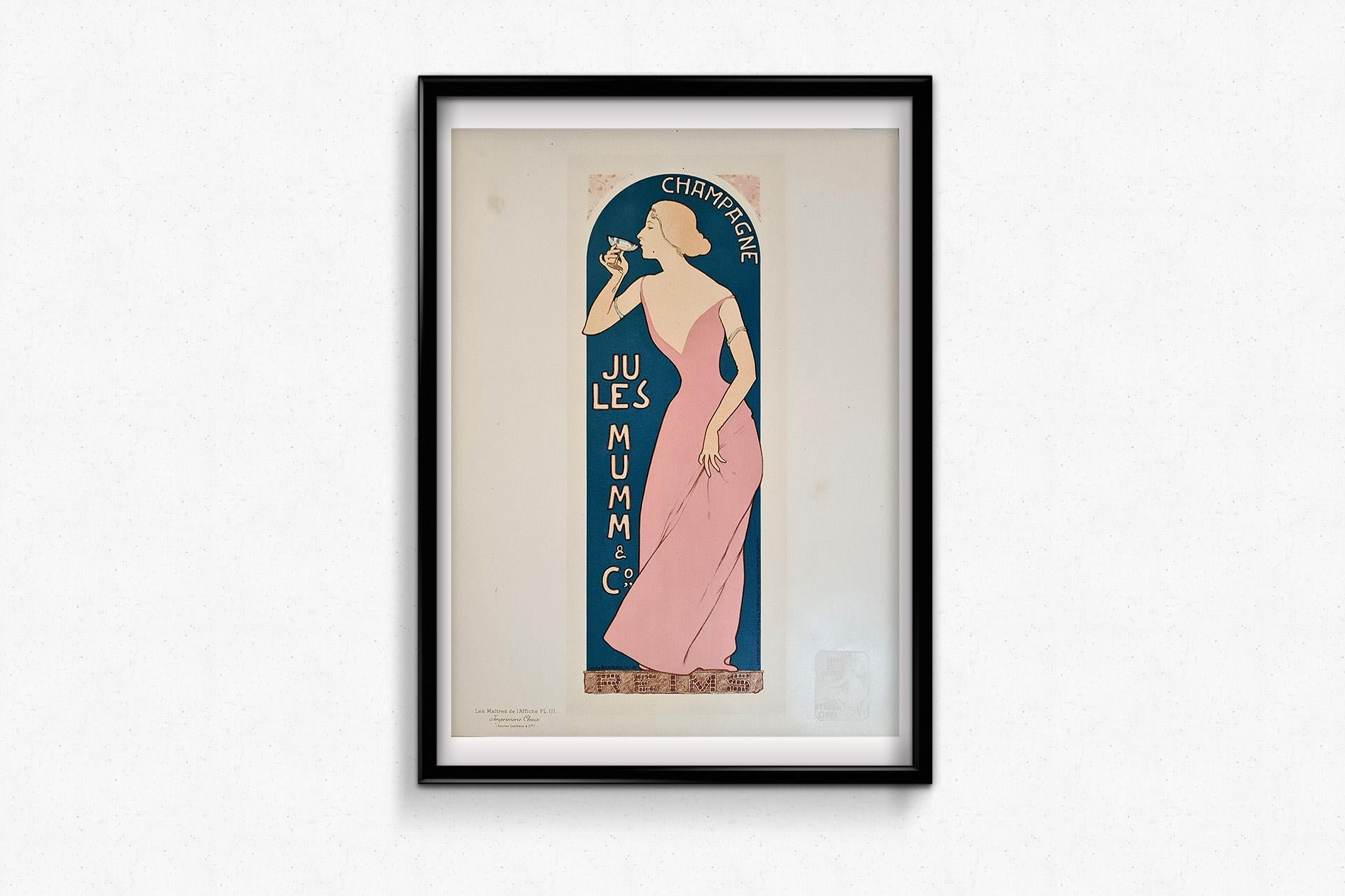 1895 original poster by Maurice Réalier-Dumas for Champagne Jules Mumm & Co For Sale 1