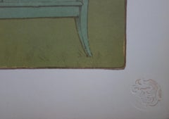 Art Nouveau Woman in a Garden - Original lithograph, 1897