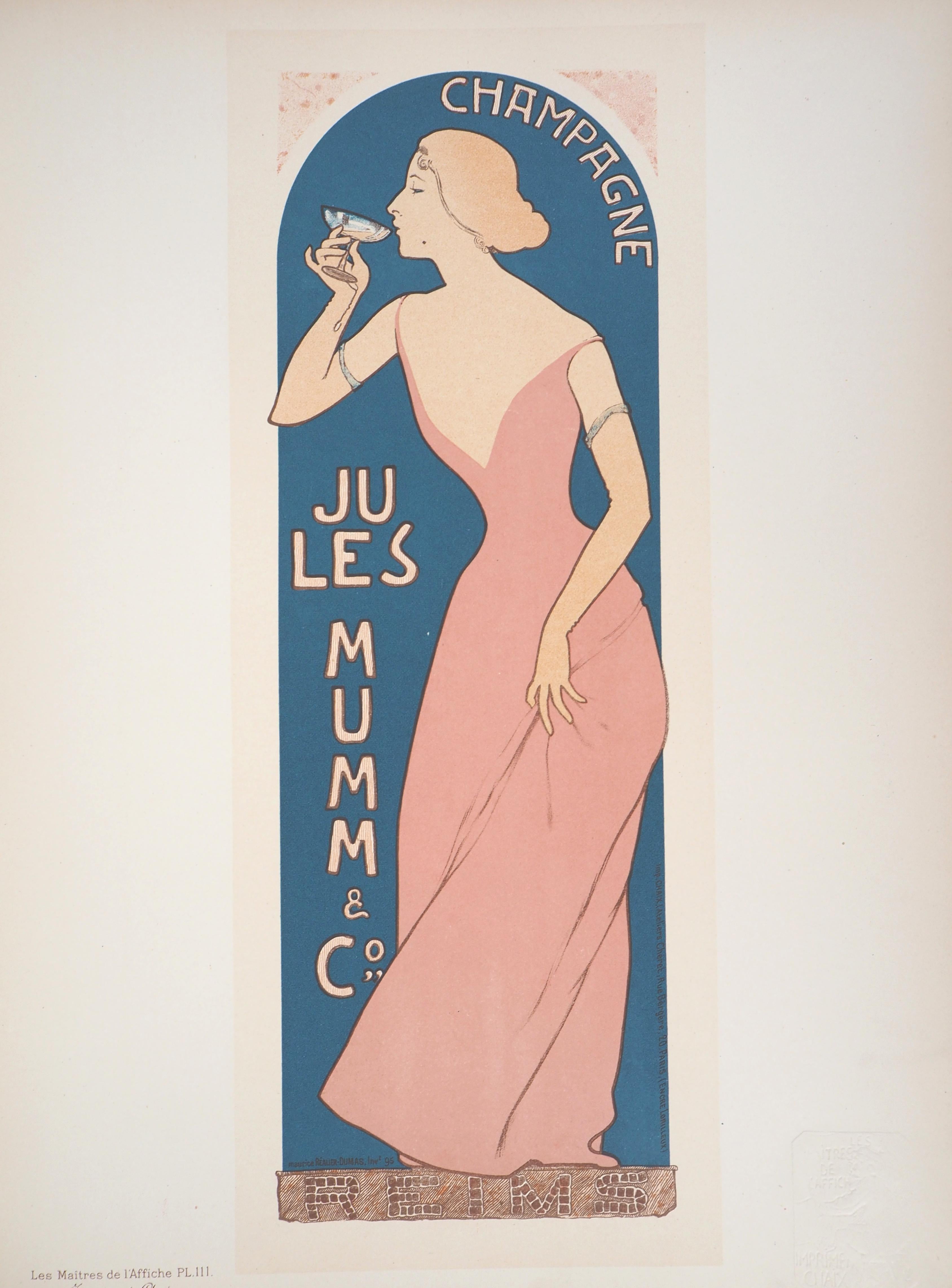 Maurice Réalier-Dumas Figurative Print - Champagne Jules Mumm - Original lithograph (Les Maîtres de l'Affiche), 1897