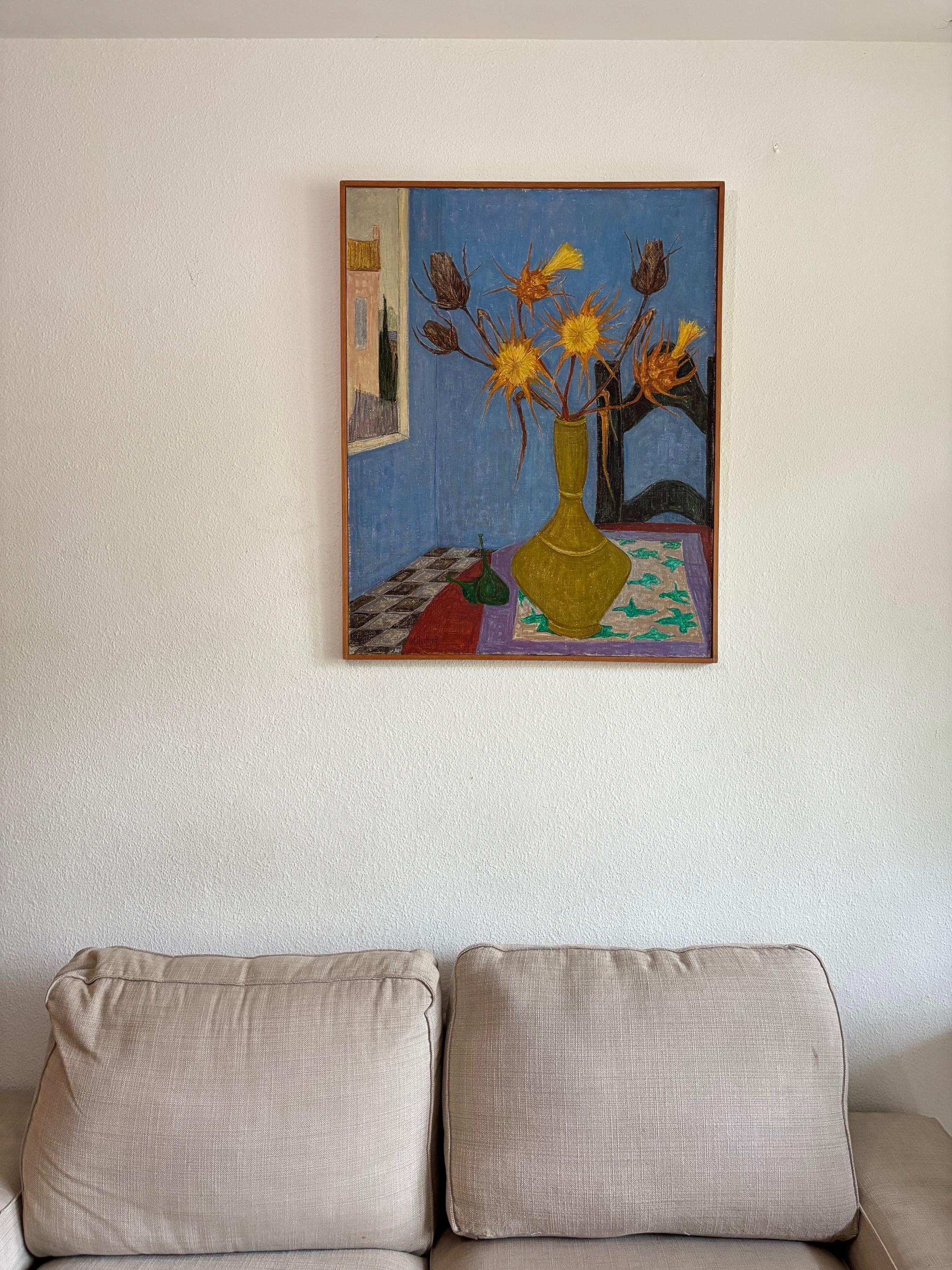 Yellow Thistles by Maurice Redard - Oil on Canvas - 79x54 cm For Sale 2