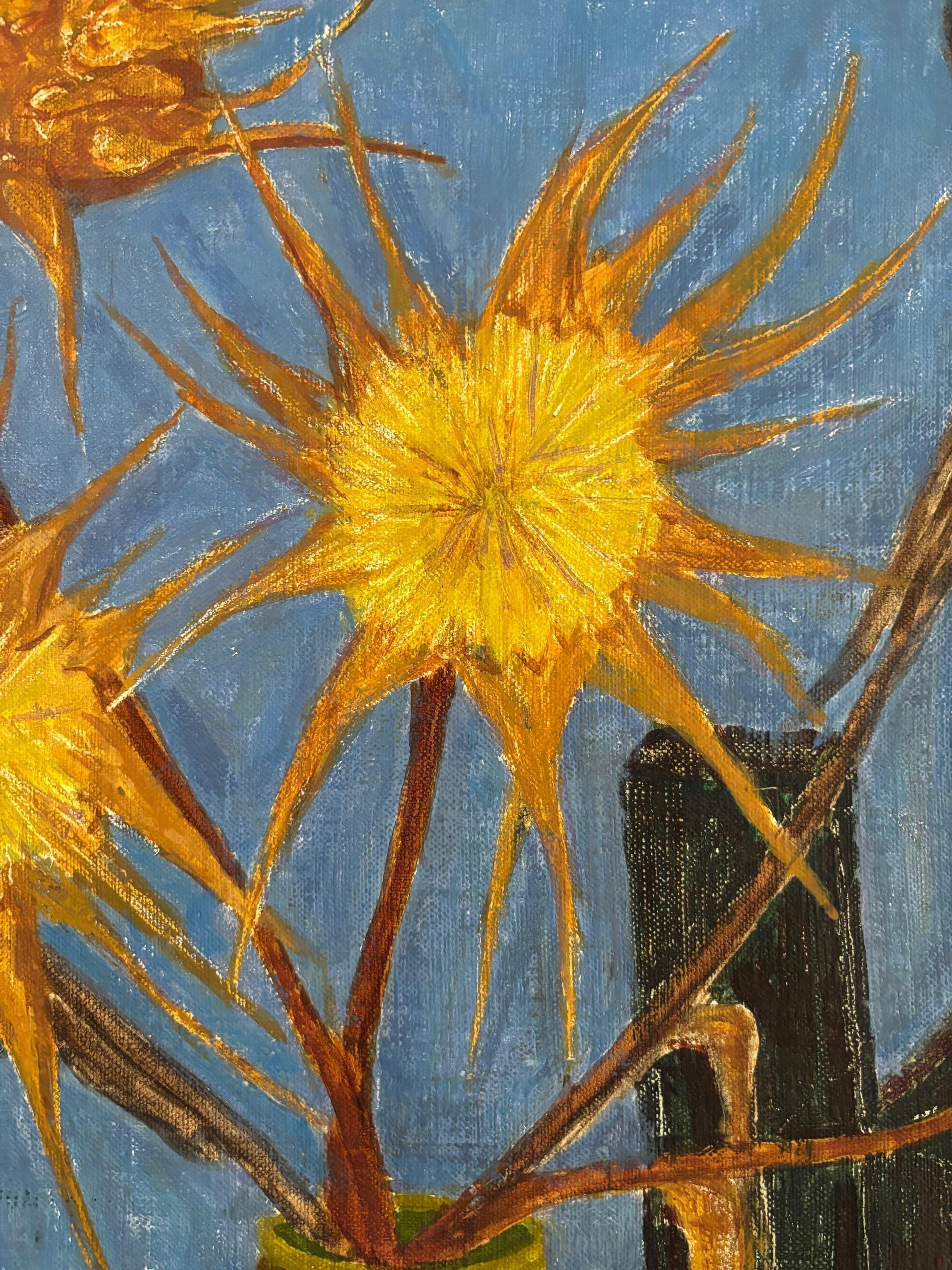 Yellow Thistles by Maurice Redard - Oil on Canvas - 79x54 cm For Sale 5