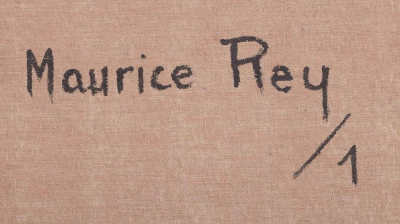 Milieu du XXe siècle Maurice Rey, artiste espagnol/français classé Huile / toile. Composition abstraite. en vente